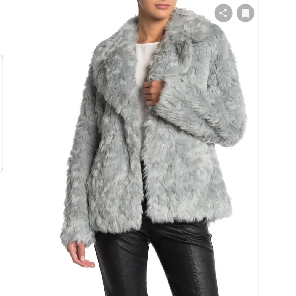 NWT BCBGENERATION Blue Faux Fur Coat L